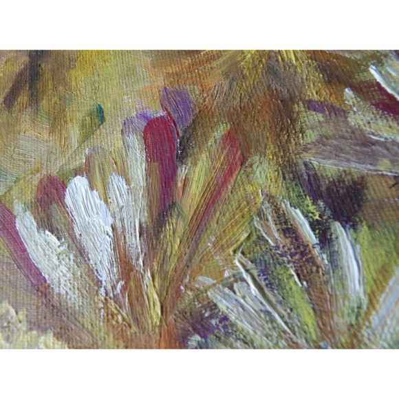 Original Vintage Oil On Canvas Planter w Flowers Painting by Artist Sandy Gordon - Picture 10 of 16